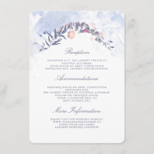 Cartão De Informações Convidado de Informações de Casamento Azul e Blush