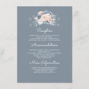 Cartão De Informações Convidado de Informações de Casamento Floral Azul 