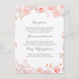 Cartão De Informações Convidado de Informações de Casamento Floral Rosa