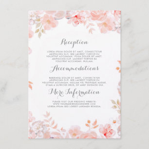 Cartão De Informações Convidado de Informações de Casamento Floral Rosa