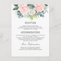 Convidado de Informações de Casamento Floral Rosa