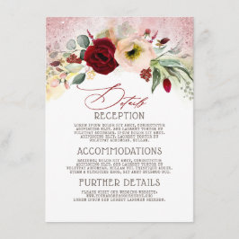 Cartão De Informações Convidado de Informações de Casamento Glitter Dour