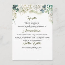 Cartão De Informações Convidado de Informações de Casamento Greenere e H