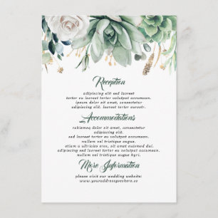 Cartão De Informações Convidado de Informações de Casamento Verde