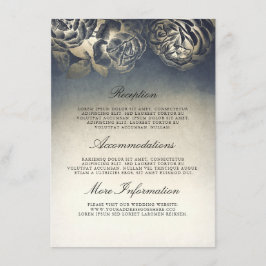 Cartão De Informações Convidado de Informações sobre Casamento Azul e Do