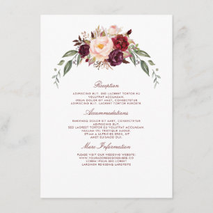 Cartão De Informações Convidado de Informações sobre Casamento Floral da