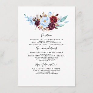 Cartão De Informações Convidado de Informações sobre Casamento Floral de