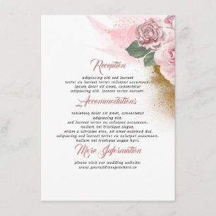 Cartão De Informações Convidado de Informações sobre Casamento Rosa Rosa