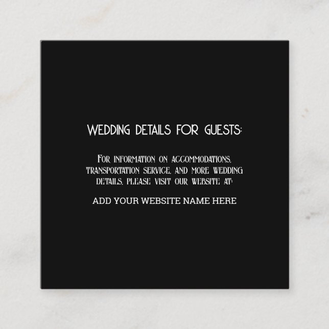 Cartão De Informações Convidados de Informações de Casamento Branco Pret (Frente)