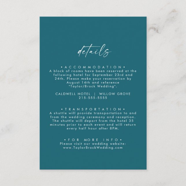 Cartão De Informações Coordenada de Aquarela Moderna | Detalhe do Casame (Frente)