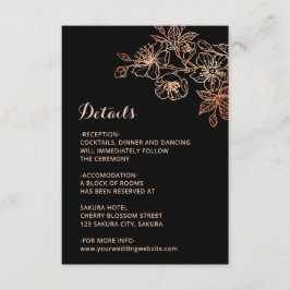 Cartão De Informações Copper Black Floral Line Art Wedding