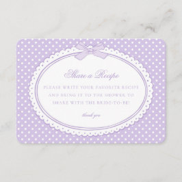 Cartão De Informações Coquete Purple Gingham Laço Compartilhe uma Receit