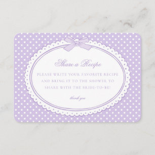Cartão De Informações Coquete Purple Gingham Laço Compartilhe uma Receit