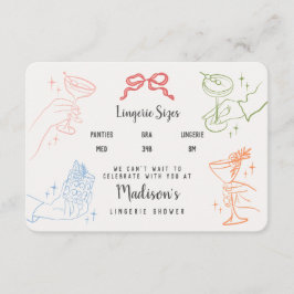 Cartão De Informações Coquetel Colorido Tamanho da Lingerie Inserir