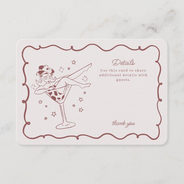 Cartão De Informações Coquetel da Borgonha e Rodeo da Garota-do-Corpo (Frente)
