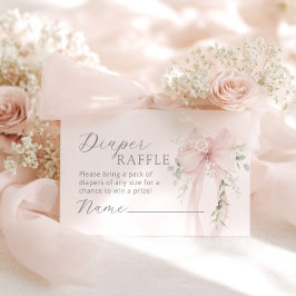 Cartão De Informações Coquette Bow Greenery Diaper raffle