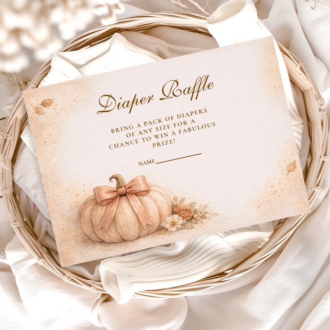 Cartão De Informações Coquette Bow Pumpkin Fall Diapper Raffle (Criador carregado)
