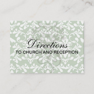 Cartão De Informações cor damasco verde e branca de aves