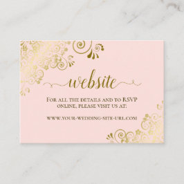 Cartão De Informações Cor-de-rosa pincelado com Dourado site de casament
