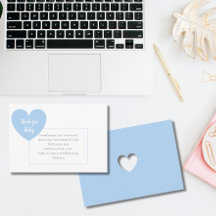 Coração Azul Pedido de Livros para Chá de Bebê Men