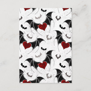 Cartão De Informações Coração de Halloween com asas de morcegos pretos
