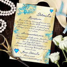 Coração de Renda Azul Barroco Ouro Casamento Mexic