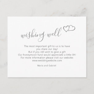 Cartão De Informações Coração. Na moda Simple script Weding Wishing well