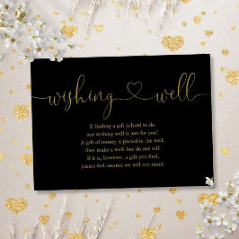 Cartão De Informações Coração Preto E Dourado Letra Cursiva Poço de Dese