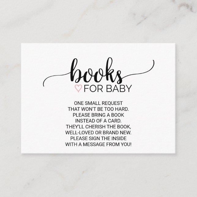 Cartão De Informações Coração Rosa | Livro Preto de Caligrafia - Inserçã (Frente)