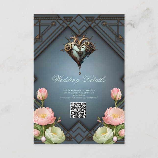 Cartão De Informações Coração steampunk fascinante (Frente)