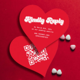 Cartão De Informações Coração Vermelho e Rosa Namorados Casamento RSVP D