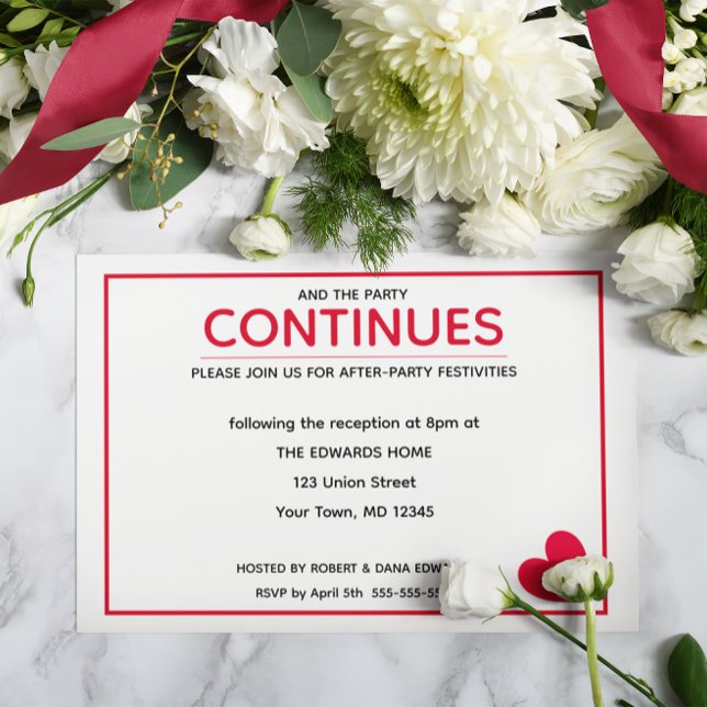 Cartão De Informações Coração Vermelho Moderno Mínimo Após a Festa (Criador carregado)