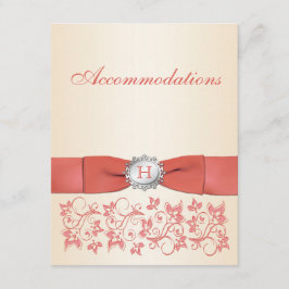 Cartão De Informações Coral Monogramado, Placa De Invólucro Floral De Ch