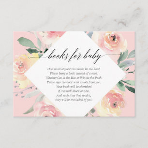Cartão De Informações Coram os livros florais cor-de-rosa do chá de
