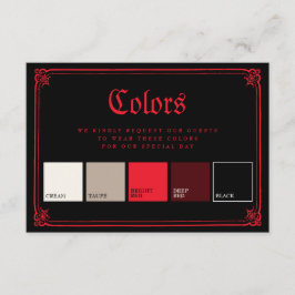 Cartão De Informações Cores de casamento gótico preto vermelho Atuendo
