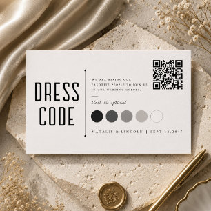 Cartão De Informações Cores de Casamento Modernas Black Tie Opcional QR