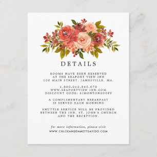 Cartão De Informações Cores Florais Quentes de Outono Detalhes para Conv