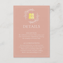 Cartão De Informações Coroa de folhas rosa empoeirada boho para casament