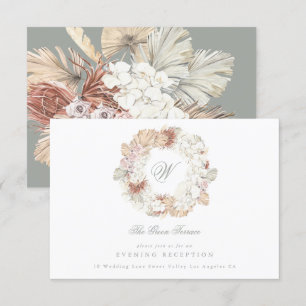 Cartão De Informações Coroa de Pampas Musgo Verde Sage Monograma Elegant