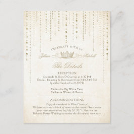 Cartão De Informações Coroa Elegante Dourada de Fairytale