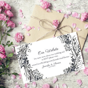 Cartão De Informações Coroa Floral de Inverno Site de Casamento   Azul N