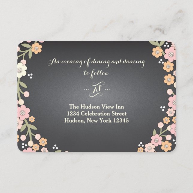 Cartão De Informações Coroa Floral de Jardim Encantador II Recepção de C (Frente)