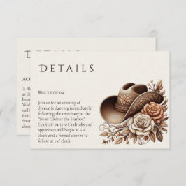 Cartão De Informações Country Western Cowgirl Hat com Flores