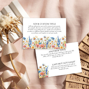 Cartão De Informações Country Wildflower Wedding DIY Custom