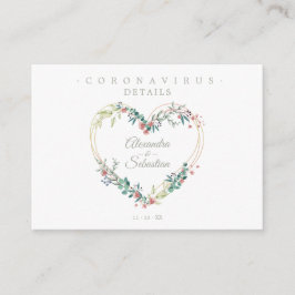 Cartão De Informações Covid19 Details Sophisticated Pink Chic Heart