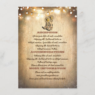 Cartão De Informações Cowboy Boots — Informações sobre Casamento de País