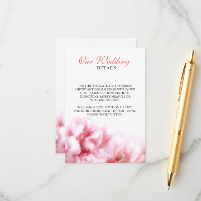 Cartão De Informações Cravos Rosa (Frente/Verso In Situ)