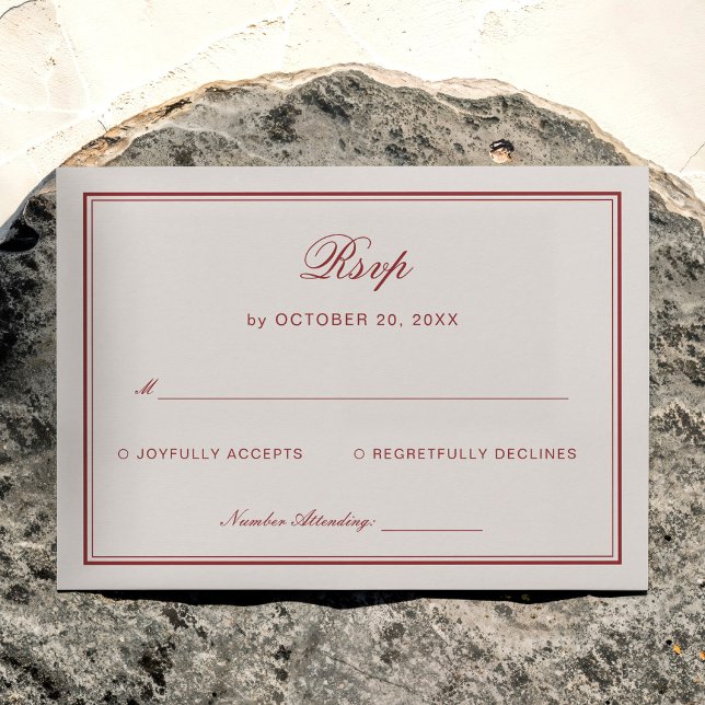 Cartão De Informações Cream and Burgundy Wedding Response  (Criador carregado)