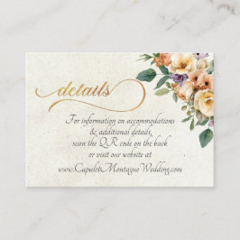 Cartão De Informações Cream Floral, QR Code - Cream