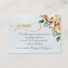 Cartão De Informações Cream Floral, QR Code - Pearl White